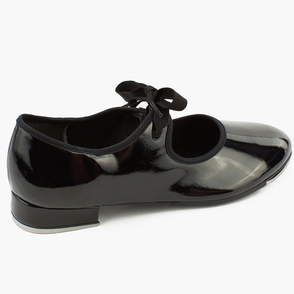 TA35 child lace up tap shoe black pat