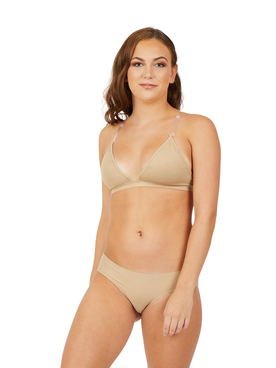 3777t Girls Deep Neck Clear Back Bra