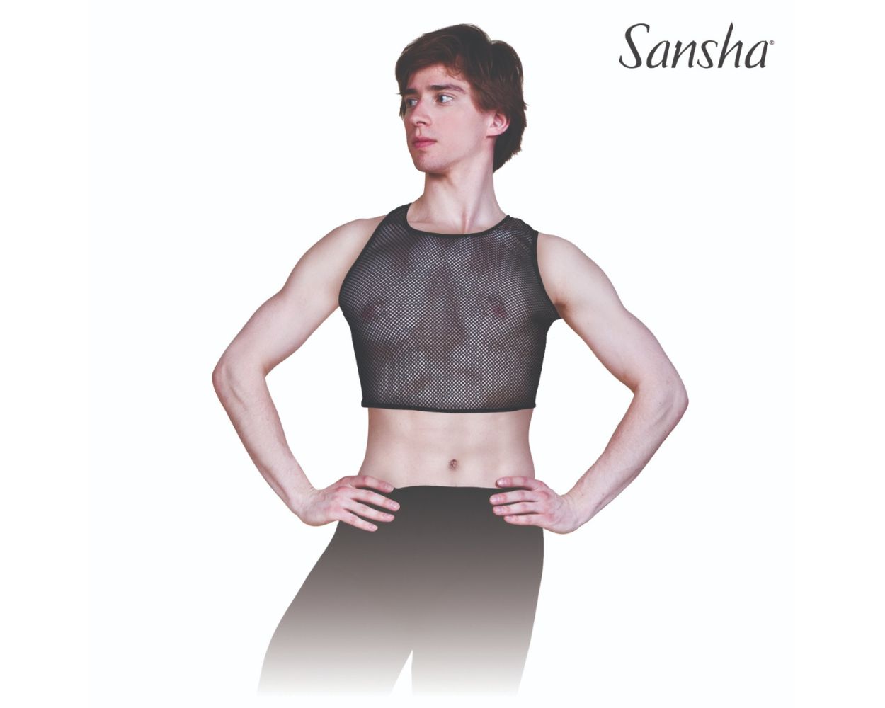 H2004n men’s Fishnet crop top