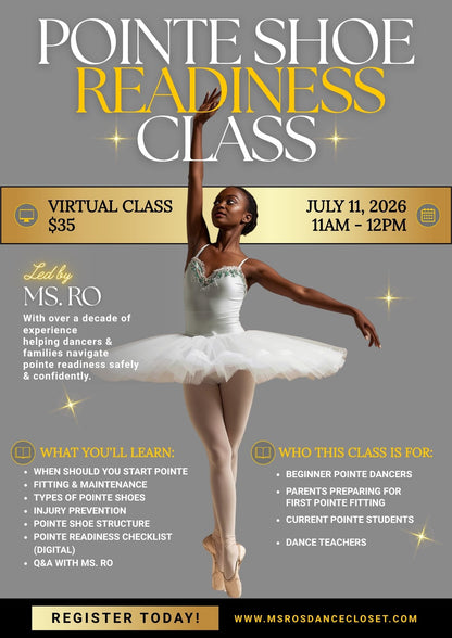 Pointe Shoe Readiness Class July 11, 2026   11:AM