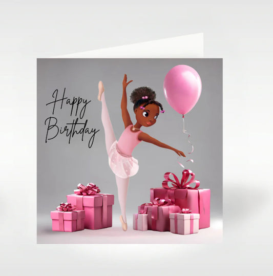 Nia Ballerina Happy Birthday Card