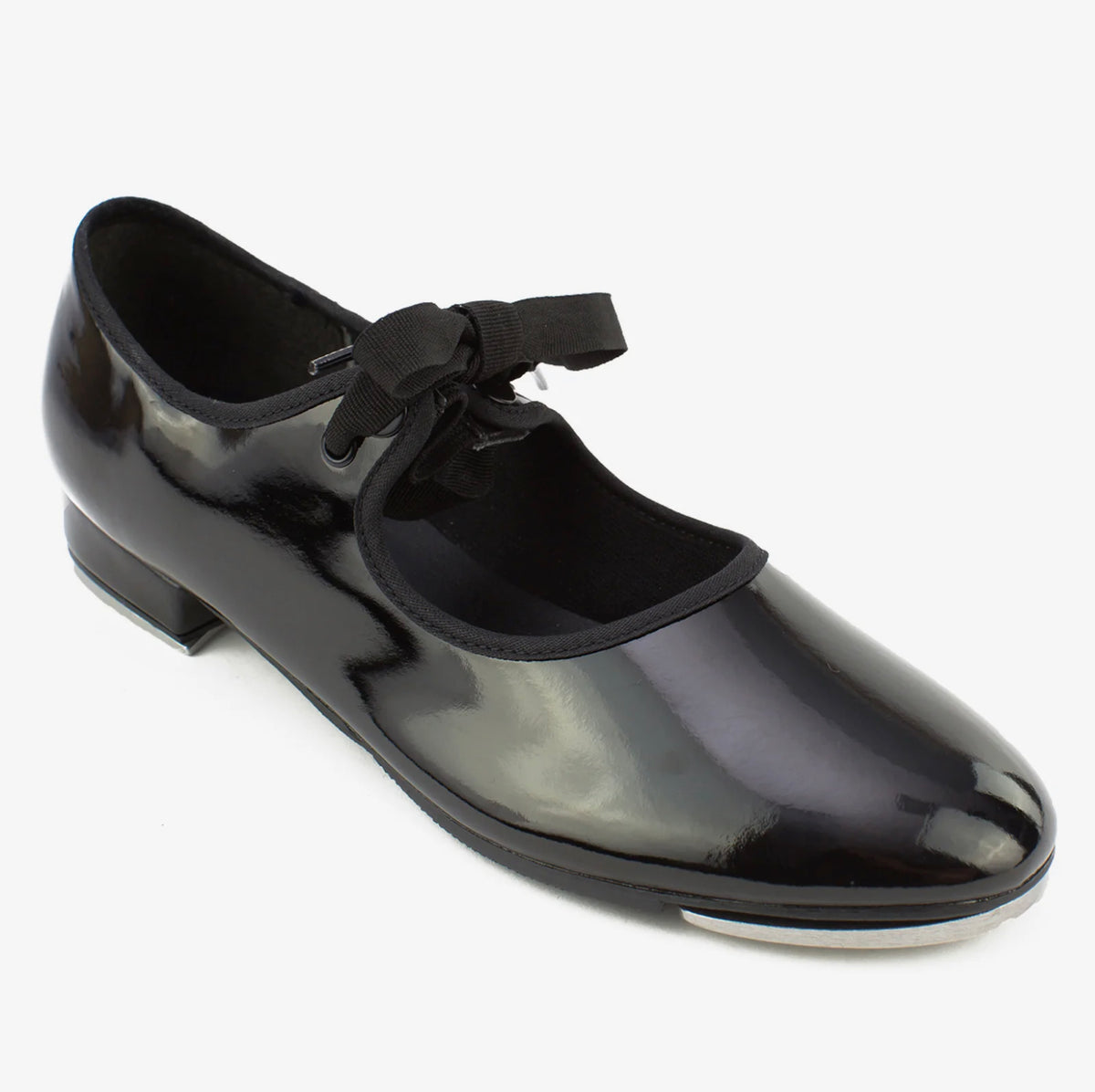 TA35 child lace up tap shoe black pat