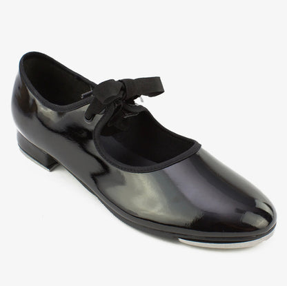 TA35 child lace up tap shoe black pat