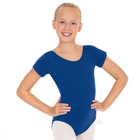 Sl13 nylon s/s leotard child-cel. blue : 6x-7